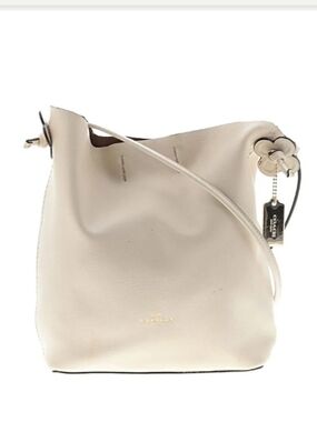 Coach Cream Pebble Leather Drawstring Bucket Shoulder Bag